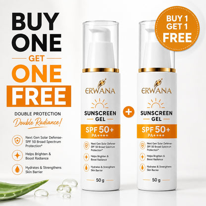 ERWANA Sunscreen Gel SPF 50+ PA++++ | Broad Spectrum UV Protection | Lightweight & Non-Greasy | 50g