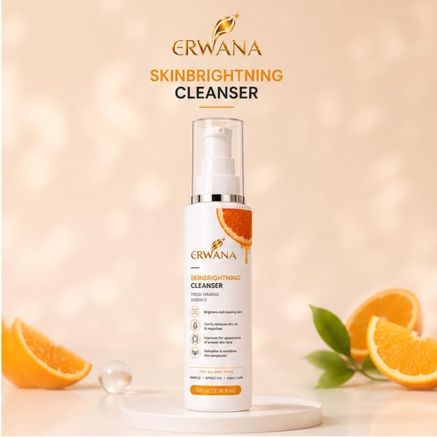 Skin Brightening Cleanser with Vitamin C & Fresh Orange Essence | Daily Face Cleanser for Radiant Looking Skin | Removes Dirt, Oil & Impurities | Gentle Face Wash for All Skin Types | 100 ml