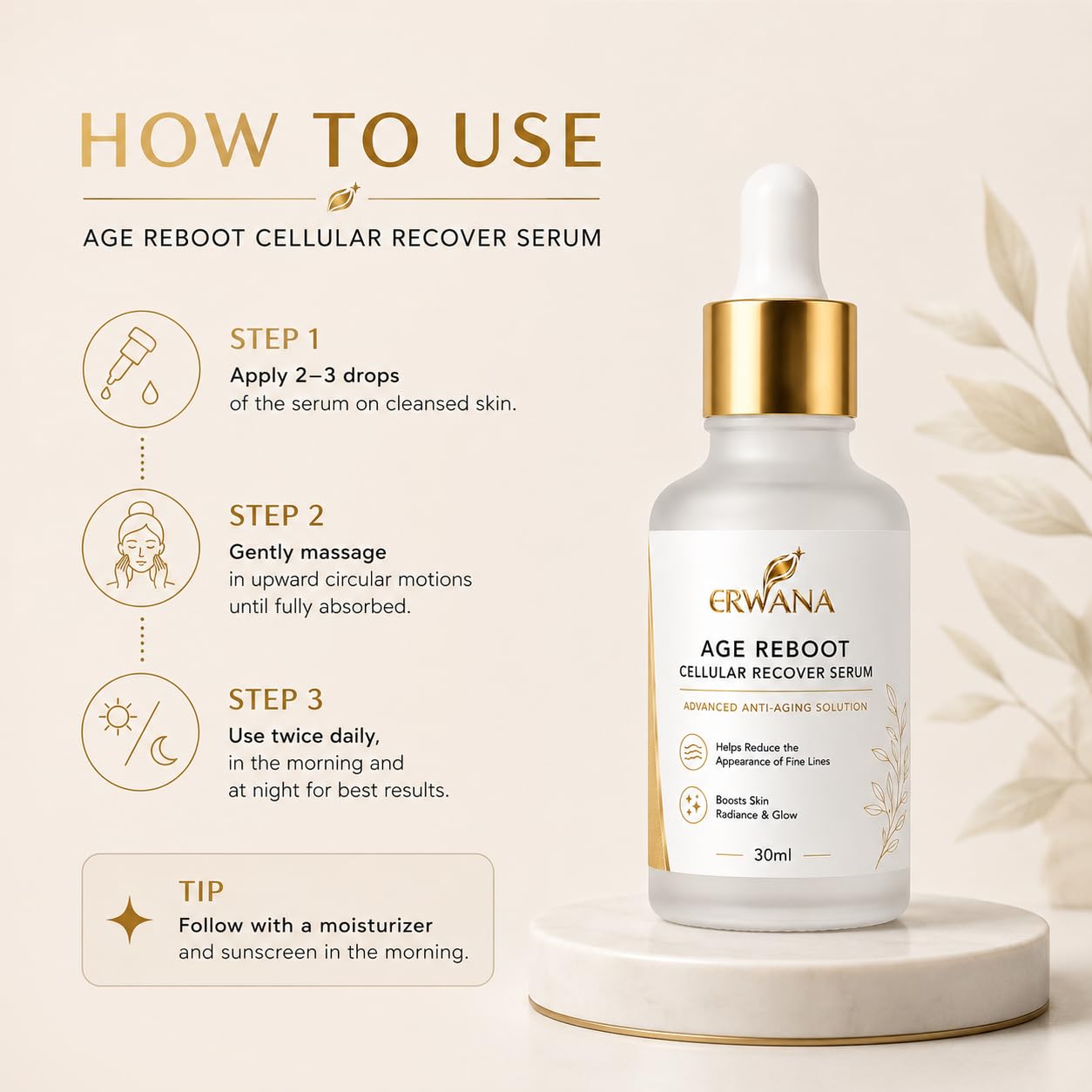 age reboot cellular recover face serum 30ml with hydrating formula for smoother looking skin, helps reduce the appearance of fine lines, boosts skin radiance & glow