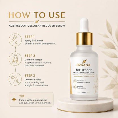 Age Reboot Cellular Recover Face Serum 30ml with Hydrating Formula for Smoother Looking Skin, Helps Reduce the Appearance of Fine Lines, Boosts Skin Radiance & Glow