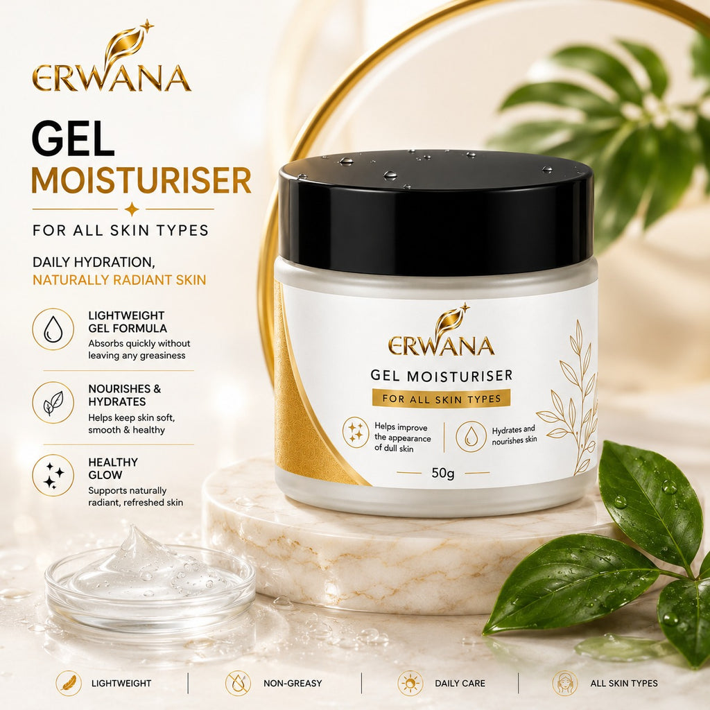 ERWANA Gel Moisturiser | Lightweight Hydrating Face Gel for All Skin Types | 50g